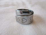 SSR026 Stainless Steel Ring With Stamped Hearts